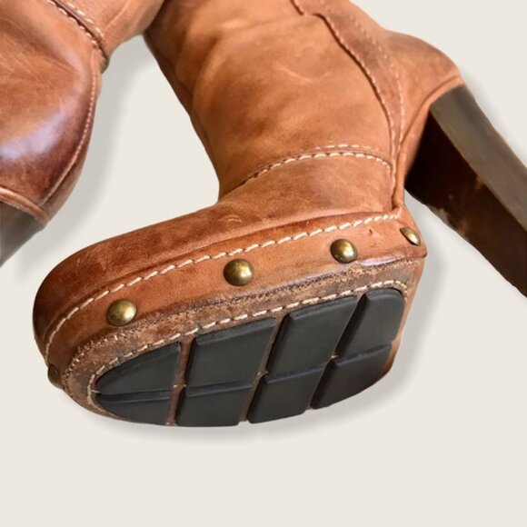 Frye Frankie Over the Knee Buckle Stud Heeled Boot - Picture 12 of 16